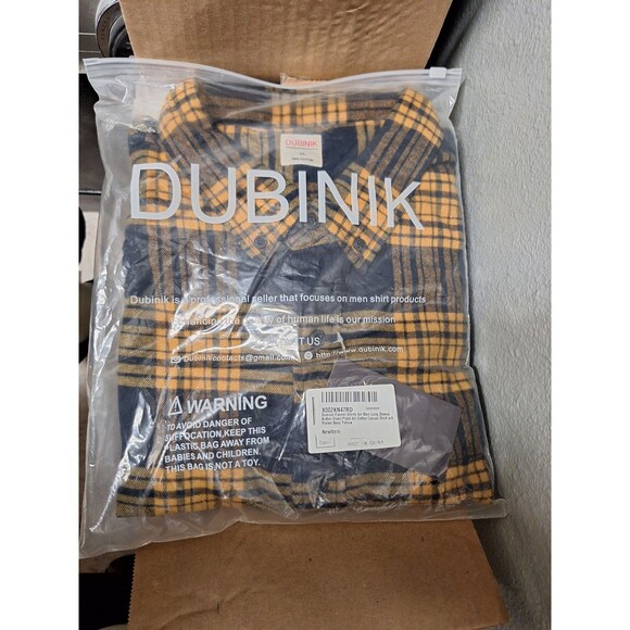 Dubinik Mens Flannel Shirts‎ Long Sleeve Button Down Casual Plaid Shirt Size XL - Picture 1 of 4